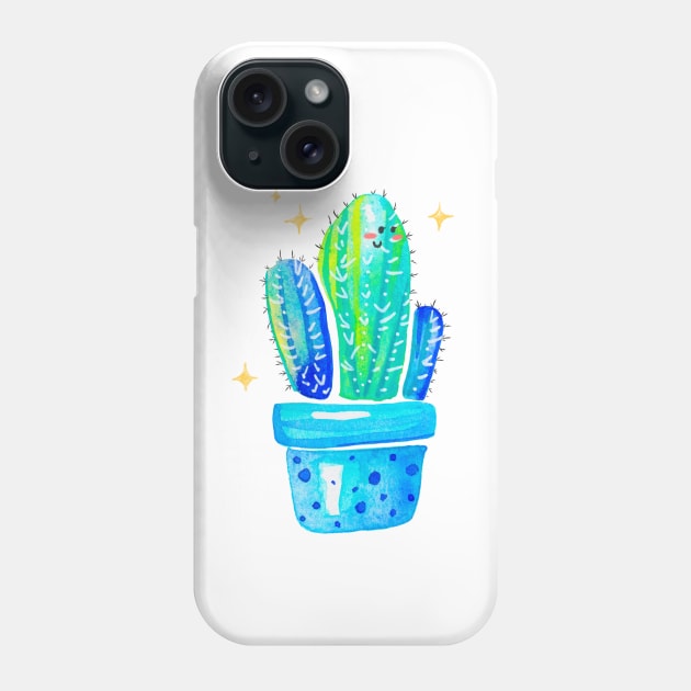 Cute Blue Cactus Phone Case by Leonie Jonk