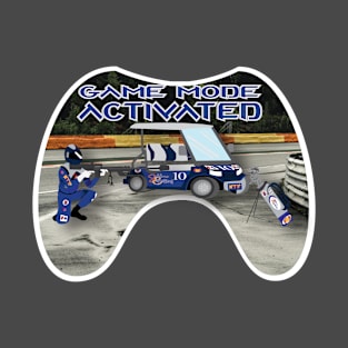 Blue and silver color white Trim Race Track Game Mode Activated T-Shirt