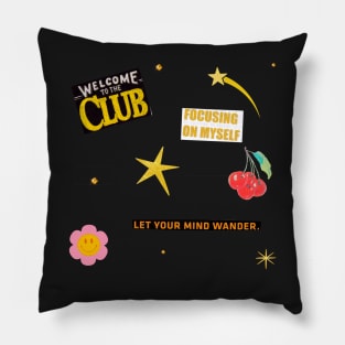 Welcome to the Club Fun Magazine Collage Aesthetic Sticker Pack Pillow