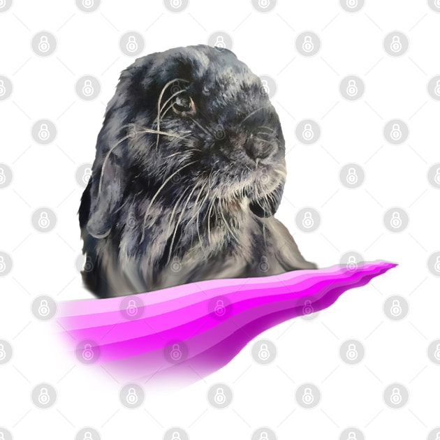 Beautiful black mini lop painting by StudioFluffle