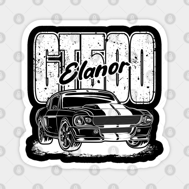 Mustang GT500 Elanor (White Print) Magnet by WINdesign