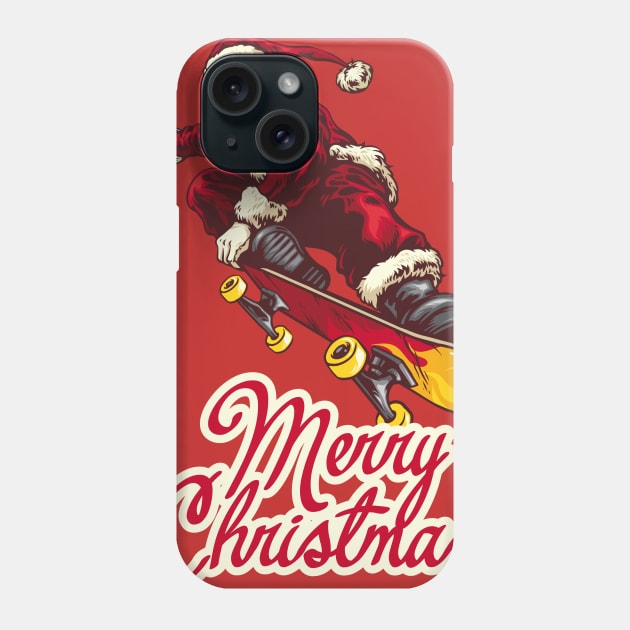 Merry Christmas Santa Claus skate skateboards Phone Case by GeekCastle