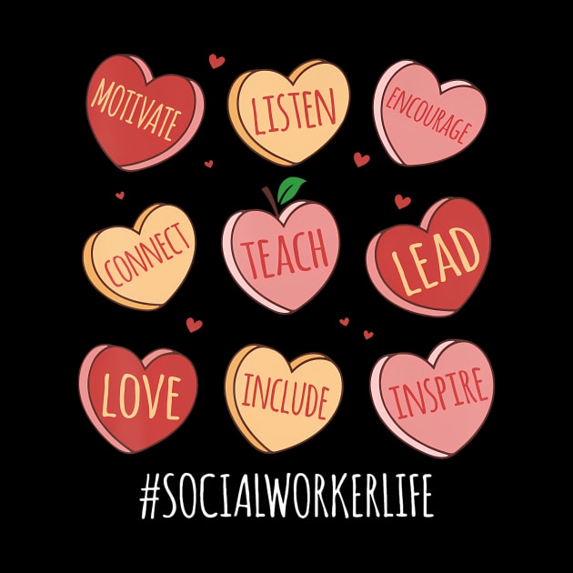 Retro Hearts School Social Worker Life Funny Valentines Day by Namatustee