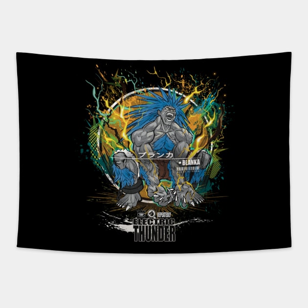 BLANKA: ELECTRIC THUNDER - BLUE Tapestry by JF Penworks