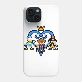 Kingdom Hearts Sora, Donald Duck & Goofy 8-Bit Pixel Art Phone Case