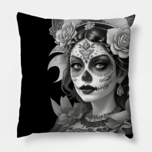 mexican catrina with flowers Pillow