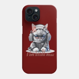 Crazy Cat Listening to Music Cartoon Phone Case