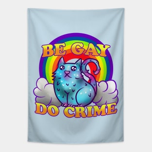 Be Gay Do Crime Rainbow Cat Tapestry