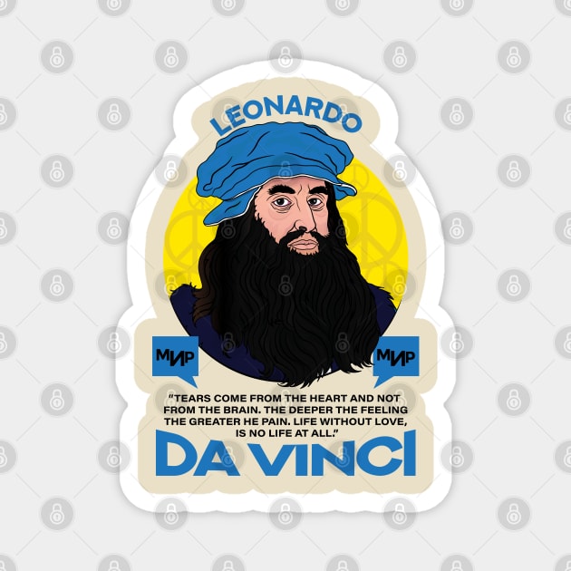 Leonardo Da Vinci Ukraine art style illustration - Ukrainian portrait of Italian Painter Leonardo Da Vinci Magnet by Vive Hive Atelier