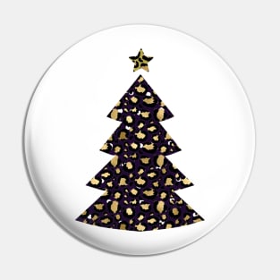 Merry Christmas Leopard Tree Emoji  X-mas Holiday Pin