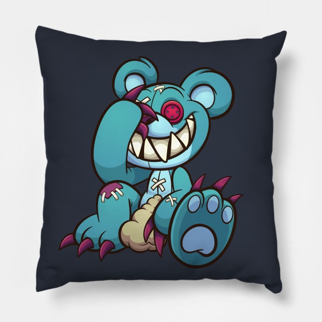 Evil Teddy bear Pillow by memoangeles