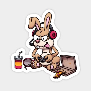 Bunny Gamer With Junk Food Magnet