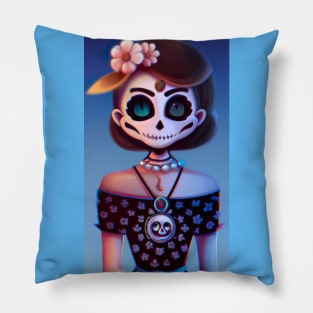 sassy sugar skull girl Pillow