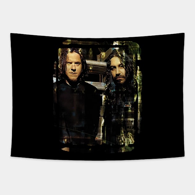 Metal Machine Men Factory Band T-Shirts, Where Man and Machine Converge in Sonic Harmony Tapestry by Zombie green