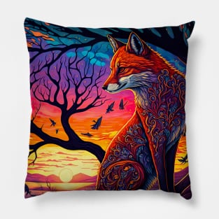 Foxy Fox at Sunset Pillow