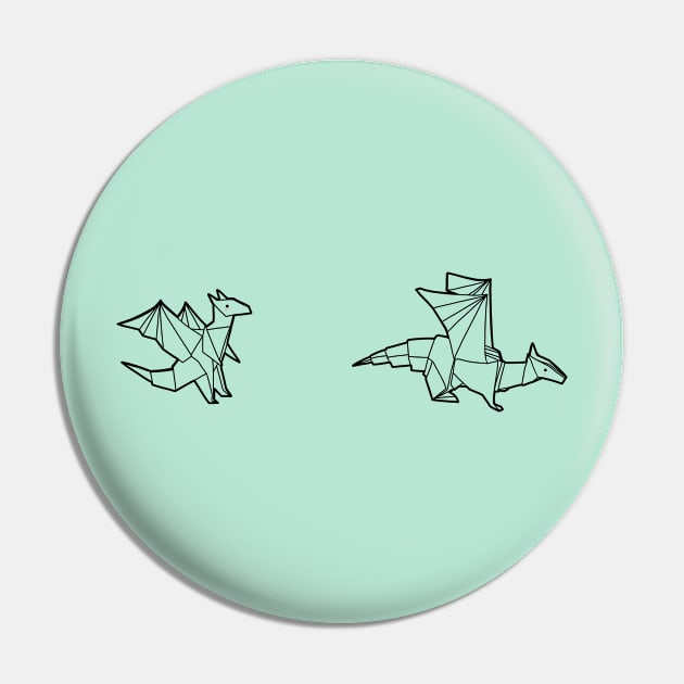 Mini Cute Origami Dragons T-Shirt Pin by vpessagno