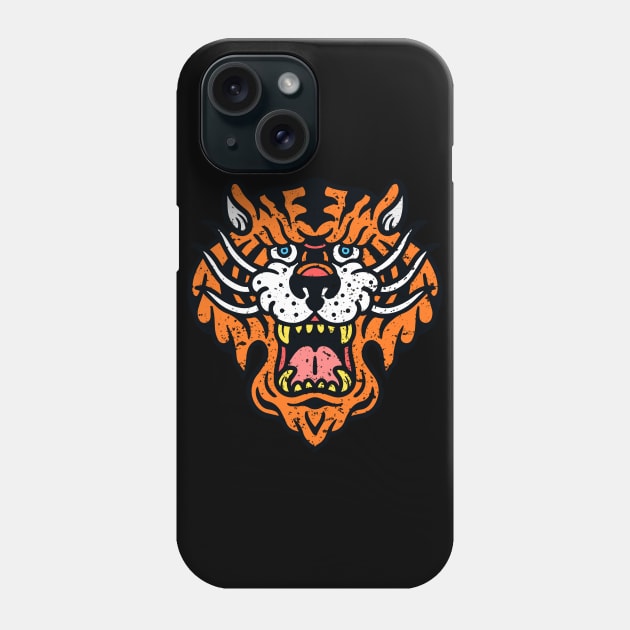 Traditional Vintage Tiger Head Phone Case by Mandra