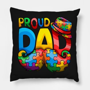 Proud Autism Dad Autism Awareness Day Father Mustache Pillow