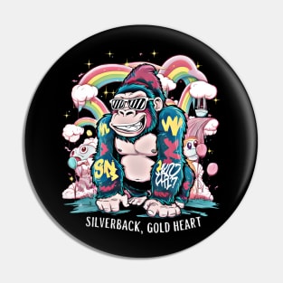 Silverback, Gold Heart: Vibrant Gorilla Design Pin