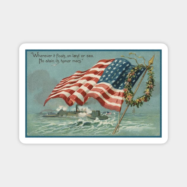 Vintage Star Spangled Banner 48-Star Flag Postcard Art Magnet by MatchbookGraphics