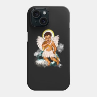 The Best Valentine’s Day Gift ideas 2022, Cupid.... baby angel holding an arrow with halo - curly Afro Hair and gold arrow Phone Case