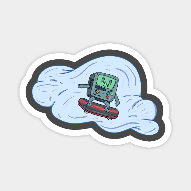 BMO Skateboarding Magnet by surfinggiraffecomics