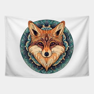 Majestic Tribal Fox Mandala Illustration Tapestry