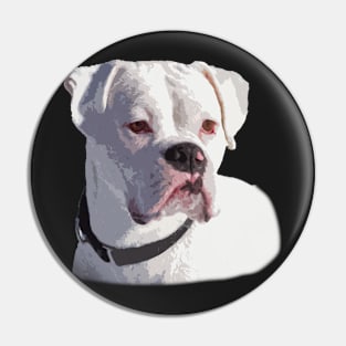 All White Boxer Dog Portrait Pin