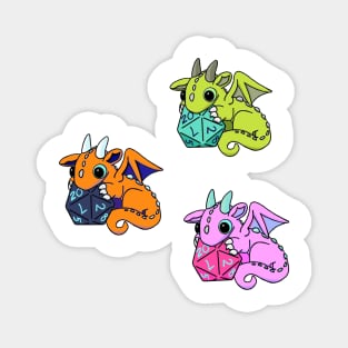 Trio of Orange Dice Goblin Dragon Babies Magnet