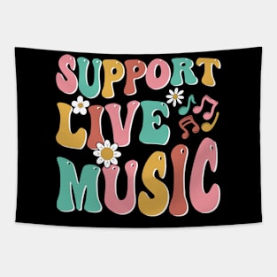 Music Lover Retro Groovy Support Live Music Tapestry