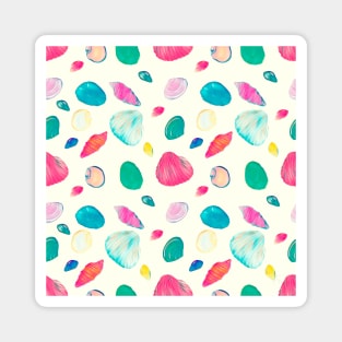 Pretty Colorful Seashells Beige Pattern Magnet