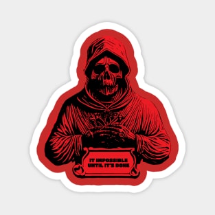 scary skull man red Magnet
