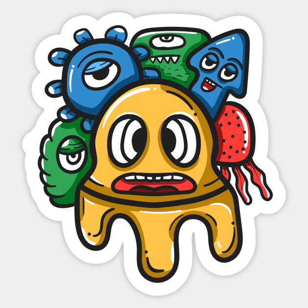 Monster Character Doodle Art - Alien - Sticker | TeePublic Monster Character Doodle Art - Alien - Sticker | TeePublic