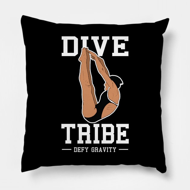 Girls Diving Dive Tribe Springboard Platform Diver Pillow by atomguy