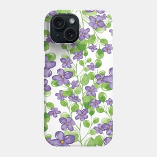 Purple Watercolor Wild Flower Phone Case