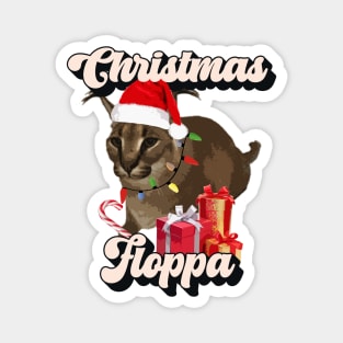 Big Floppa Christmas Meme - Festive Xmas Caracal Big Cat Vintage Retro Text Funny Meme Design Magnet