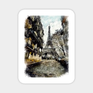 Paris City Streets Travel Poster Series watercolor ink edition 04 Magnet