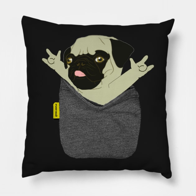 Pug Rock Pocket Pillow by darklordpug