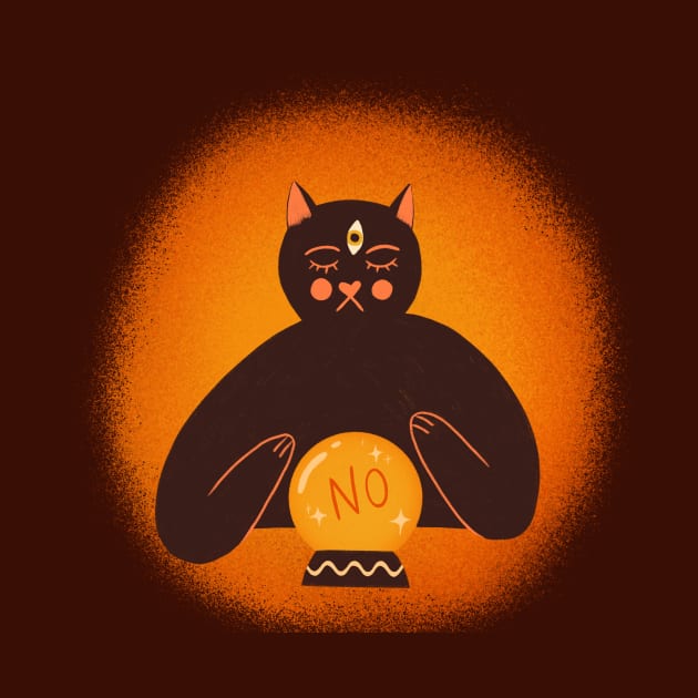 Cute black cat art. Halloween fortune teller illustration by WeirdyTales