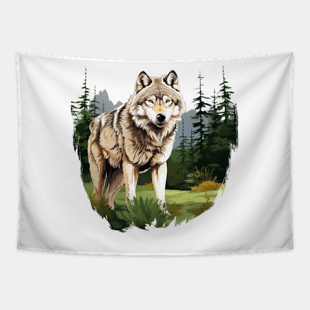 Watercolor Wolf Tapestry by zooleisurelife