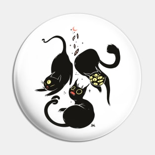 Three Weird Cats. Gothic Dark Art Pin