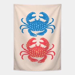 KING CRABS Cute Sea Life Coastal Ocean Beach Crab in Blue Red - UnBlink Studio by Jackie Tahara Tapestry