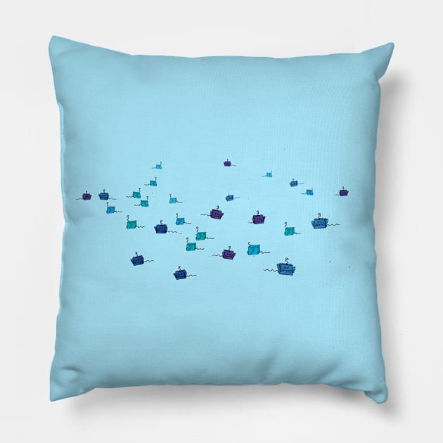 Moon mice blue - Eliza and Boo Pillow by helengarvey