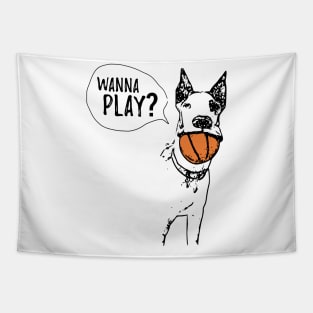 Wanna play? Great Dane with basketball design Tapestry