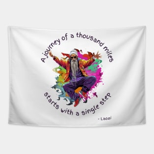 Fun Chinese Proverb from Laozi/Lao Tzu - Black Writing - Hip Hop Tapestry