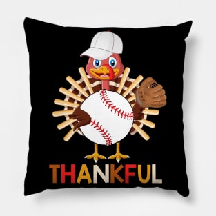 Turkey With Baseball Thankful Thanksgiving Christmas Gift Pillow