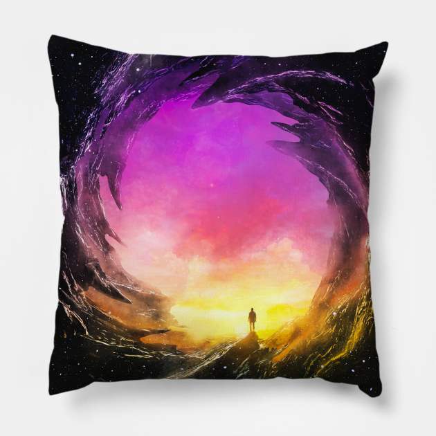 Digital art scape Pillow by circlestances