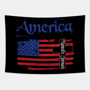 America Needs Jesus Tapestry