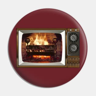 Yule Log Vintage TV Pin