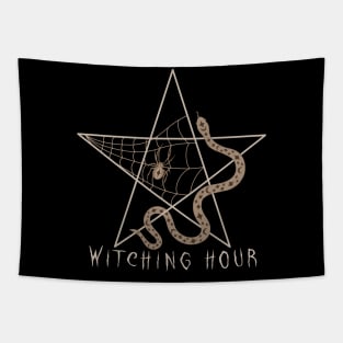 The Witching Hour Pentagram with Snake and Spider Tapestry